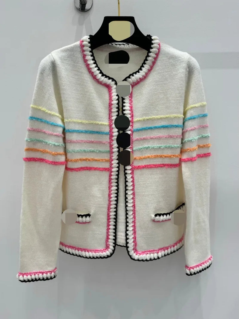 3001 2024 Runway Spring Summer Brand Same Style Sweater Long Sleeve Crew Neck Fashion Clothes White Pink Shun