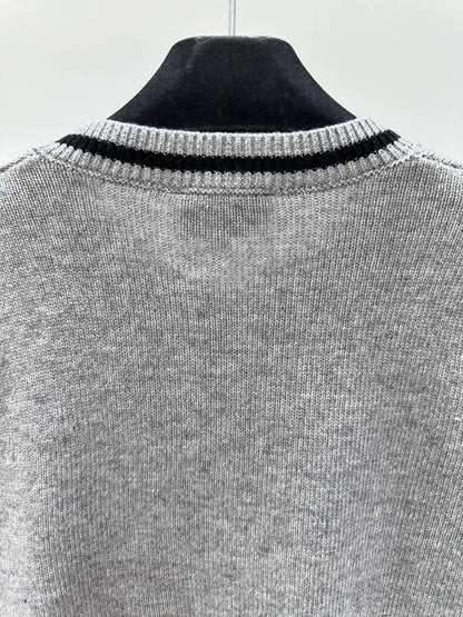 10001 2024 Spring Autumn Brand Same Style Sweater Long Sleeve Crew Neck Gray Womens Clothes High Quality Womens Shun