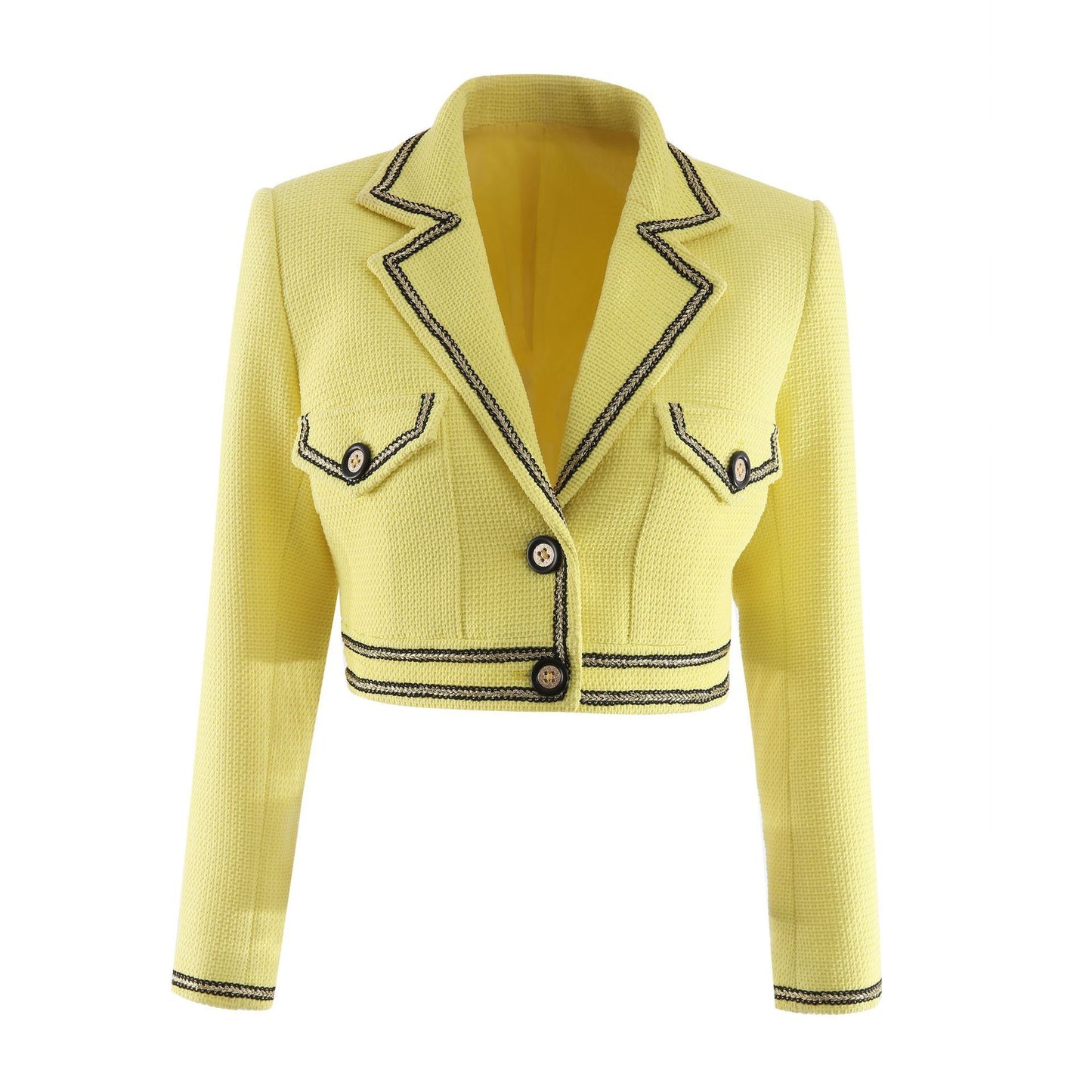 612 2024 Women Coat Pink Yellow Long Sleeve Lapel Neck Button Brand Same Style High Quality GUOER