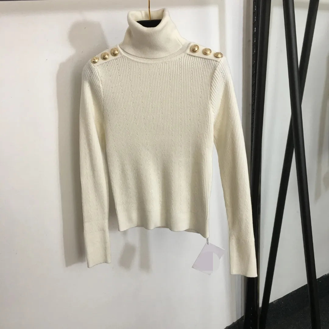 902 2024 Runway Autumn Brand Same Style Sweater Long Sleeve Khaki White Black Clothes High Quality Womens 20239123