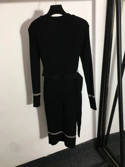 907 2024 Milan Runway Dress Autumn Long Sleeve Crew Neck Sweater Dress Dresses Womens Dress Fashion High Quality 20226788