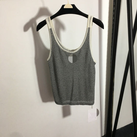 3008 2024 Milan Runway Women'S Sweaters Summer Brand Same Style Sweater Sleeveless High Quality Crew Neck Pullover Fashion Clothes Womens 20230689