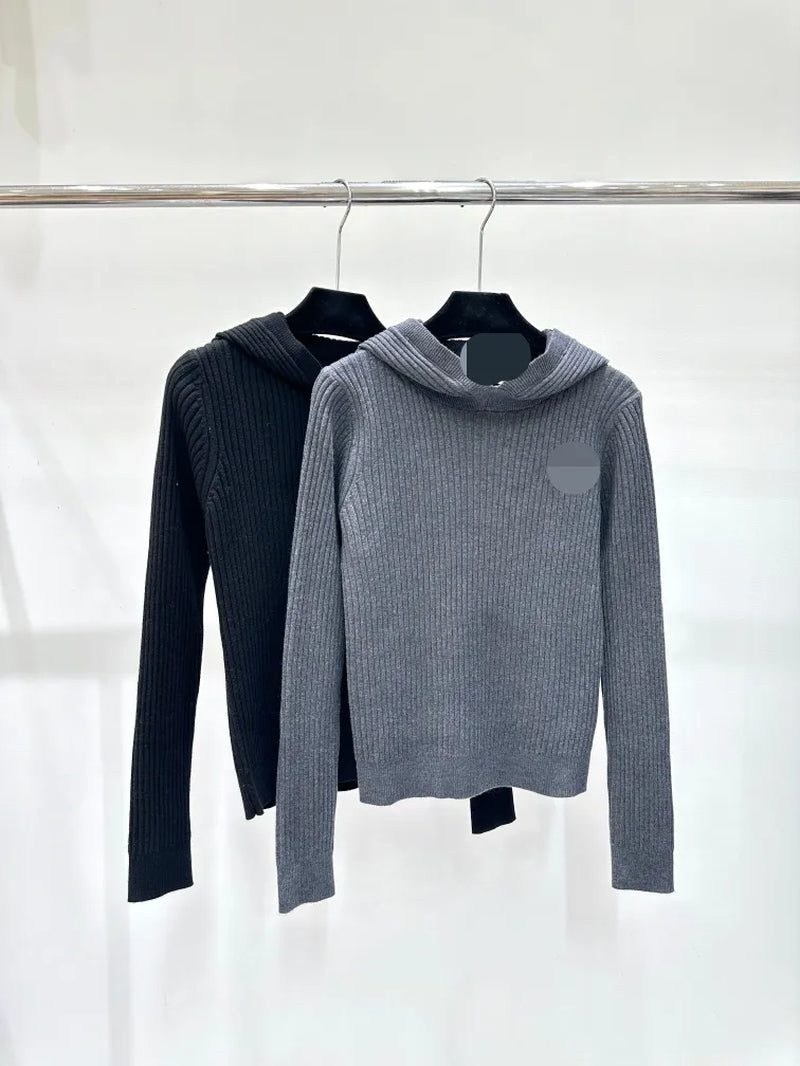 106 2024 Spring Autumn Brand Same Style Sweater Long Sleeve Gray Black Crew Neck Womens Clothes High Quality Womens Shun