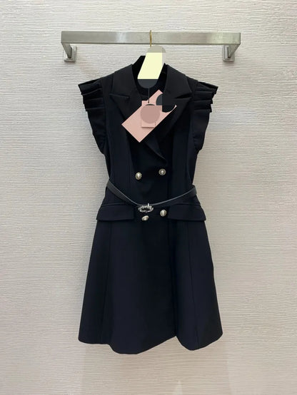 527 XL 2024 Milan Runway Spring Summer Dress Black Pink Sleeveless Brand Same Style Empire Womens Fashion High Quality G23051539