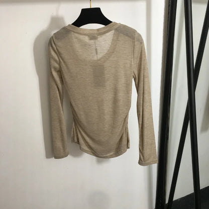 903 2024 Runway Autumn Brand Same Style Sweater Long Sleeve Gray Khaki Clothes High Quality Womens 20245984