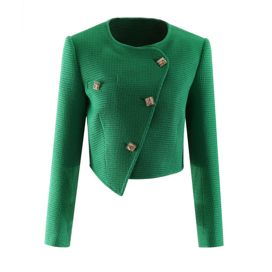 612 2024 Women Coat Pink Yellow Long Sleeve Crew Neck Button Green Brand Same Style High Quality GUOER