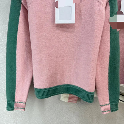 11011 2024 Runway Summer Brand Same Style Sweater Long Sleeve Crew Neck Pullover Fashion Clothes Pink High Quality Womens Weilag542