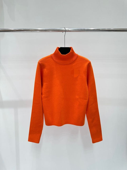 106 2024 Spring Autumn Brand Same Style Sweater Long Sleeve Orange Black Crew Neck Womens Clothes High Quality Womens Shun