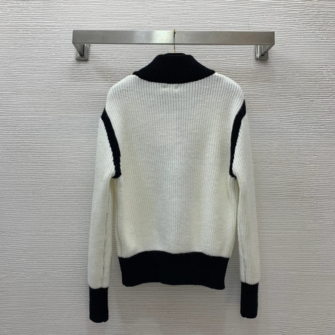 961 2024 Spring Autumn Brand Same Style Sweater Long Sleeve Crew Neck Black White Womens Clothes High Quality Womens G24100516