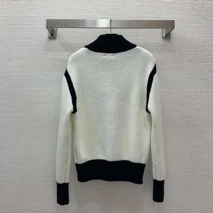 961 2024 Spring Autumn Brand Same Style Sweater Long Sleeve Crew Neck Black White Womens Clothes High Quality Womens G24100516