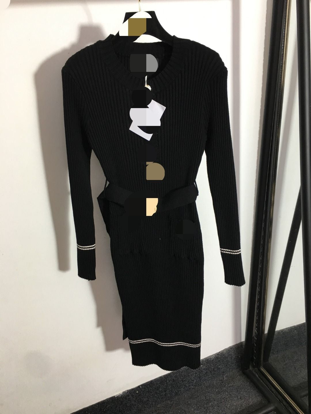 907 2024 Milan Runway Dress Autumn Long Sleeve Crew Neck Sweater Dress Dresses Womens Dress Fashion High Quality 20226788