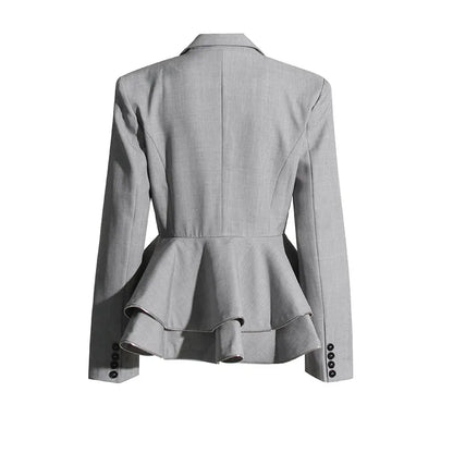 10009 XL 2024 Spring Autumn Milan Runway Coat Jackets Long Sleeve Lapel Neck Gray Black High Quality Button Fashion Womens Clothes Oufanm