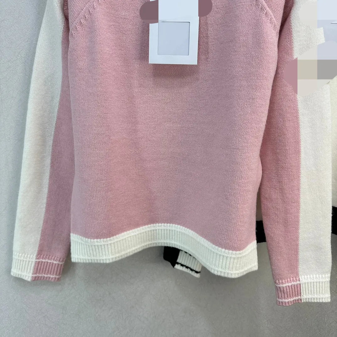 11011 2024 Runway Summer Brand Same Style Sweater Long Sleeve Crew Neck Pullover Fashion Clothes Pink High Quality Womens Weilag542