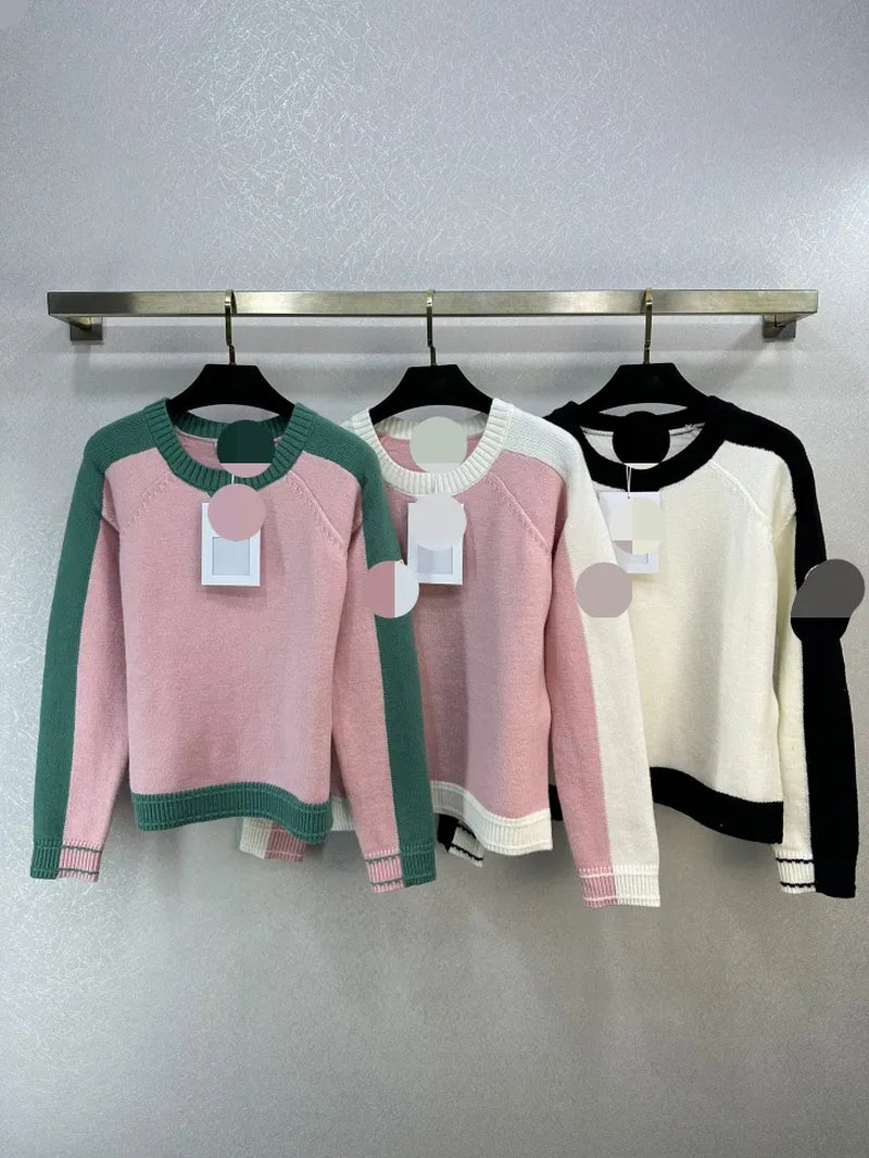 11011 2024 Runway Summer Brand Same Style Sweater Long Sleeve Crew Neck Pullover Fashion Clothes Pink High Quality Womens Weilag542