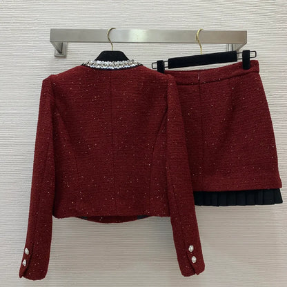 928 XXL 2024 Spring Autumn Two Pieces Sets Skirt Empire Long Sleeve Crew Neck Empire Short Pants Flora Print G24100580