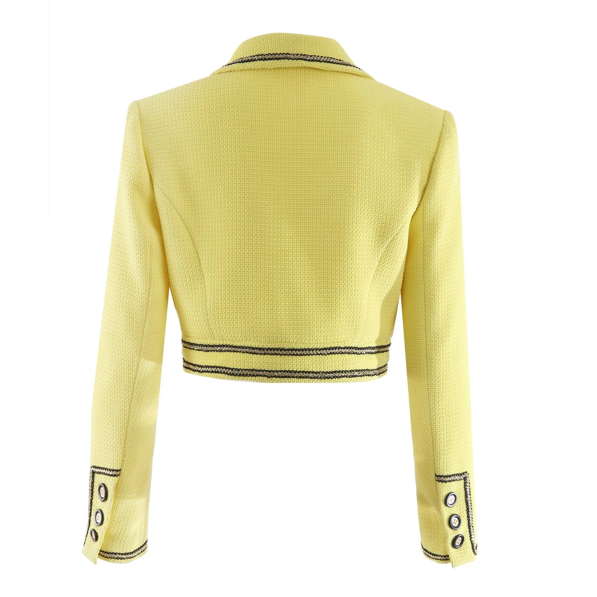 612 2024 Women Coat Pink Yellow Long Sleeve Lapel Neck Button Brand Same Style High Quality GUOER