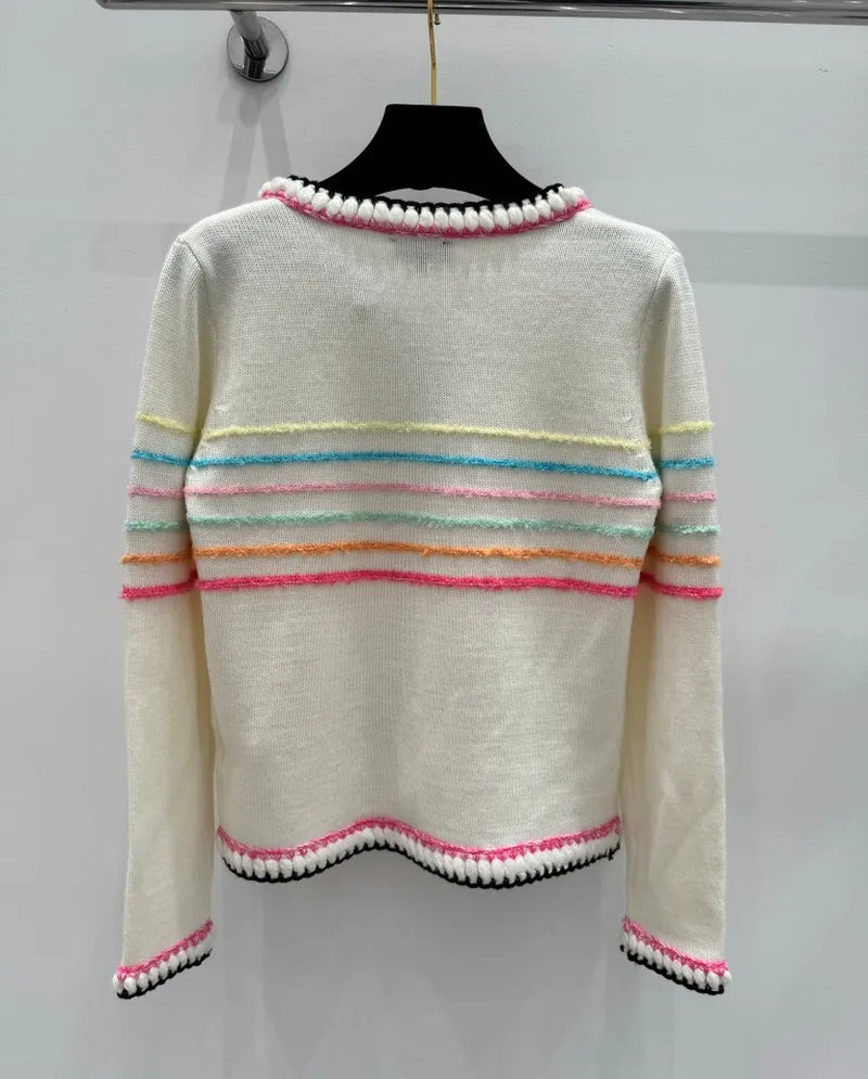 3001 2024 Runway Spring Summer Brand Same Style Sweater Long Sleeve Crew Neck Fashion Clothes White Pink Shun