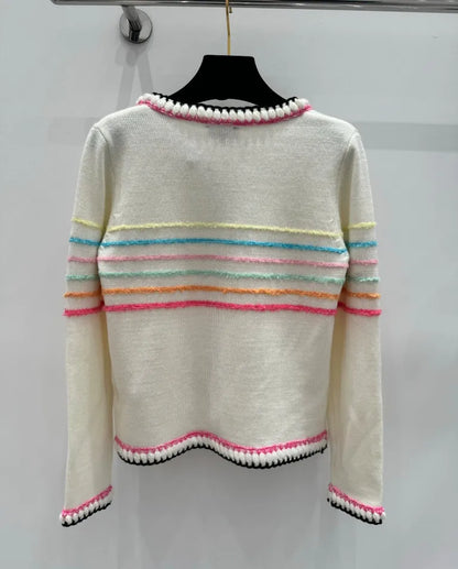 3001 2024 Runway Spring Summer Brand Same Style Sweater Long Sleeve Crew Neck Fashion Clothes White Pink Shun