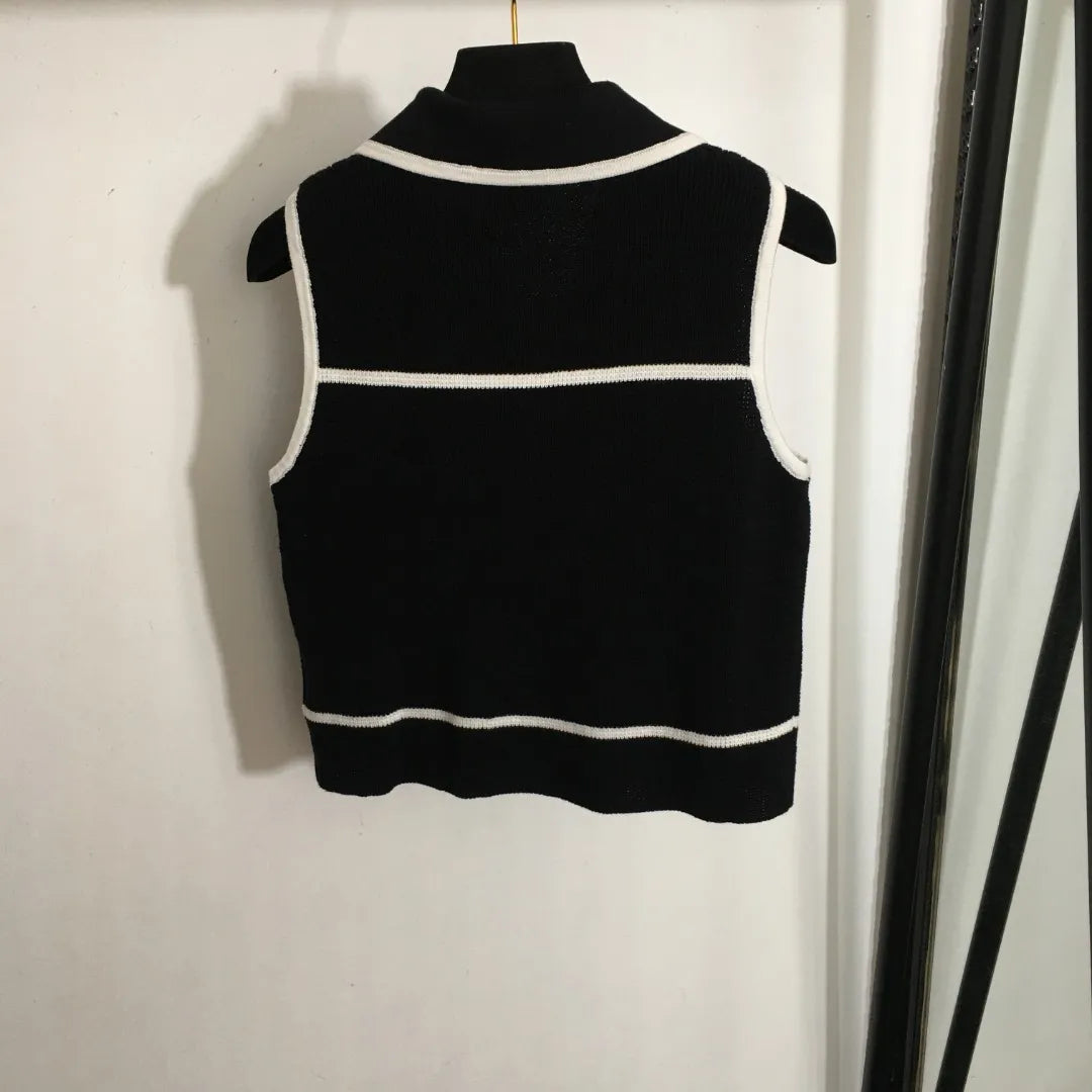 722 2024 Autumn Brand Same Style Sweater Sleeveless Lapel Neck High Quality Dress Fashion Clothes High Quality Womens 20245178