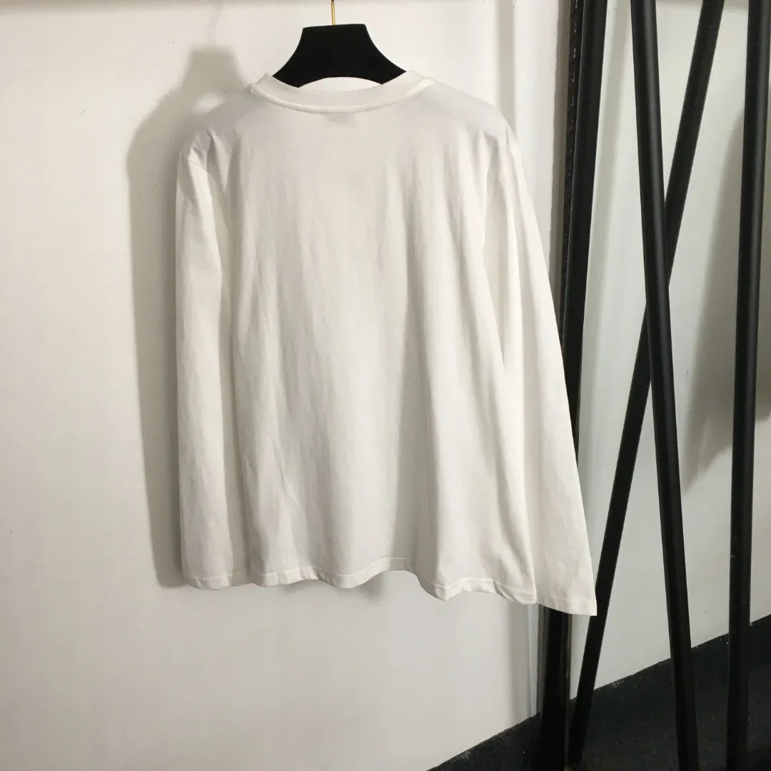 808 2024 Autumn Brand Same Style Sweater Long Sleeve White Crew Neck High Quality Dress Fashion Clothes High Quality Womens 20245217