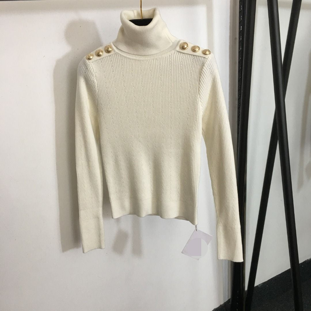 906 2024 Runway Autumn Brand Same Style Sweater Long Sleeve Khaki White Black Clothes High Quality Womens 20239123