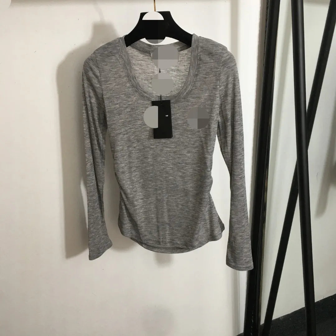 903 2024 Runway Autumn Brand Same Style Sweater Long Sleeve Gray Khaki Clothes High Quality Womens 20245984