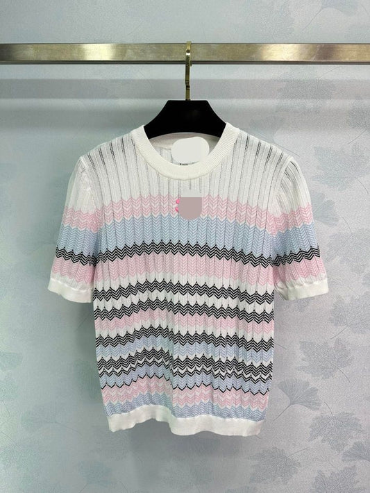 601 2024 Runway Summer Brand Same Style Sweater Pink Short Sleeve Pullover Fashion Clothes High Quality Womens Weilan