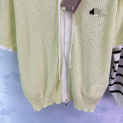 516 2024 Runway Summer Brand Same Style Sweater Yellow White Short Sleeve Hooded Fashion Clothes High Quality Womens F664