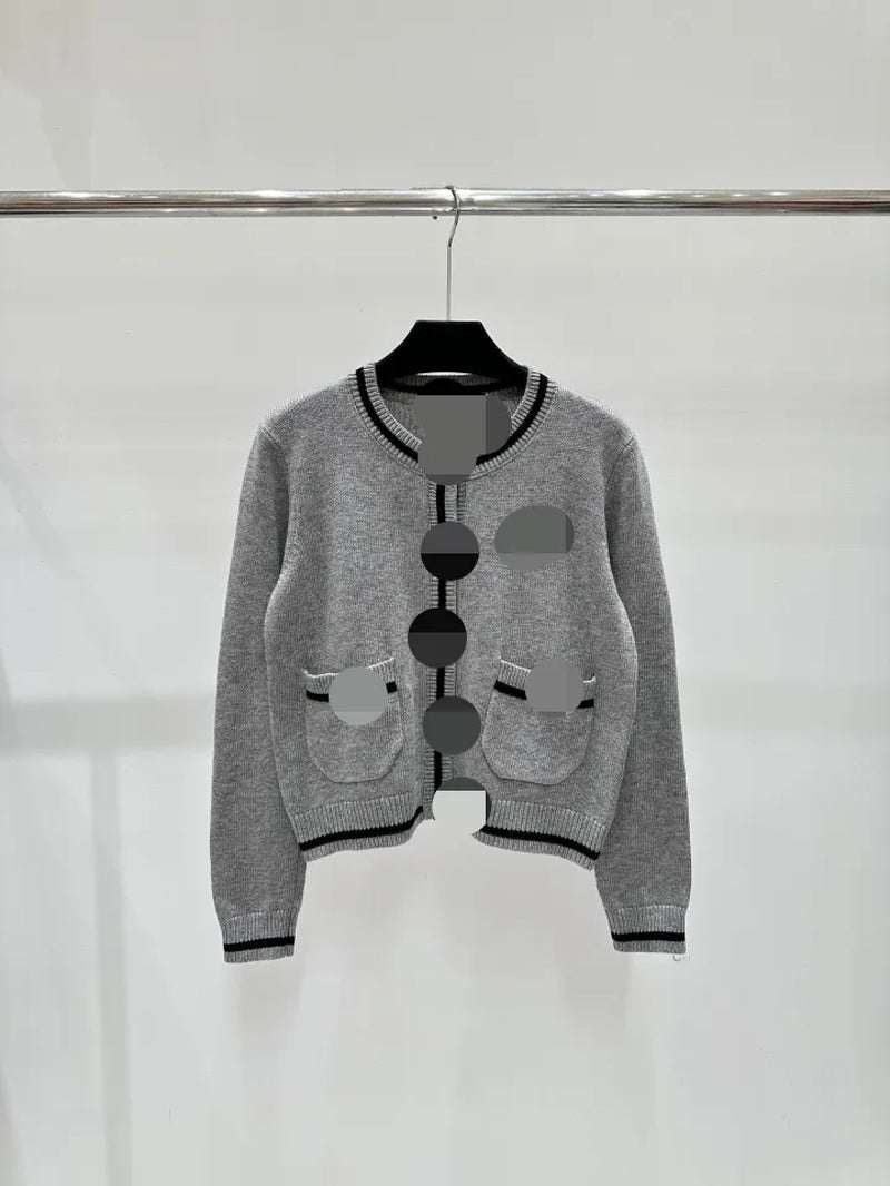 10001 2024 Spring Autumn Brand Same Style Sweater Long Sleeve Crew Neck Gray Womens Clothes High Quality Womens Shun