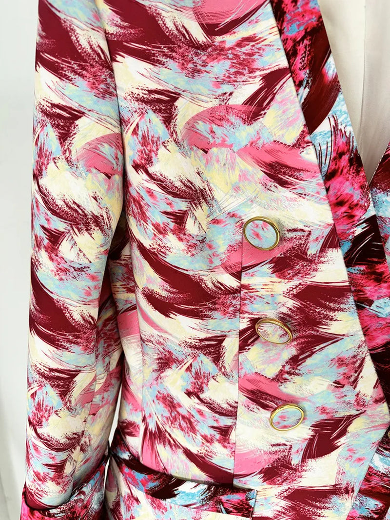 414 XXL 2024 Spring Summer Two Pieces Sets Pants Black White Pink Empire Long Sleeve Empire Long Pants Flora Print OULAIDI