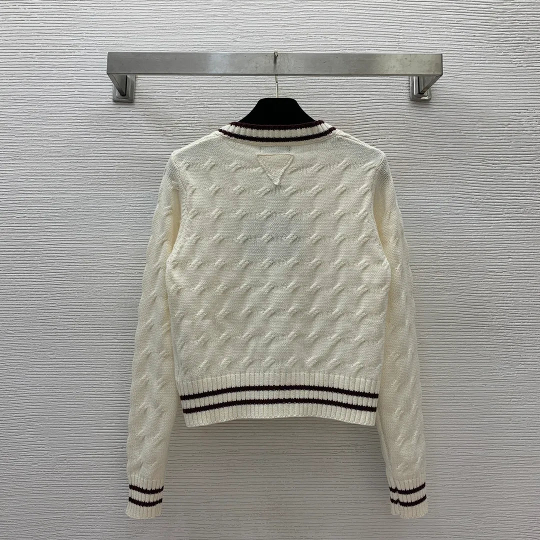 106 2024 Spring Autumn Brand Same Style Sweater Long Sleeve White Crew Neck Womens Clothes High Quality Womens D24080319