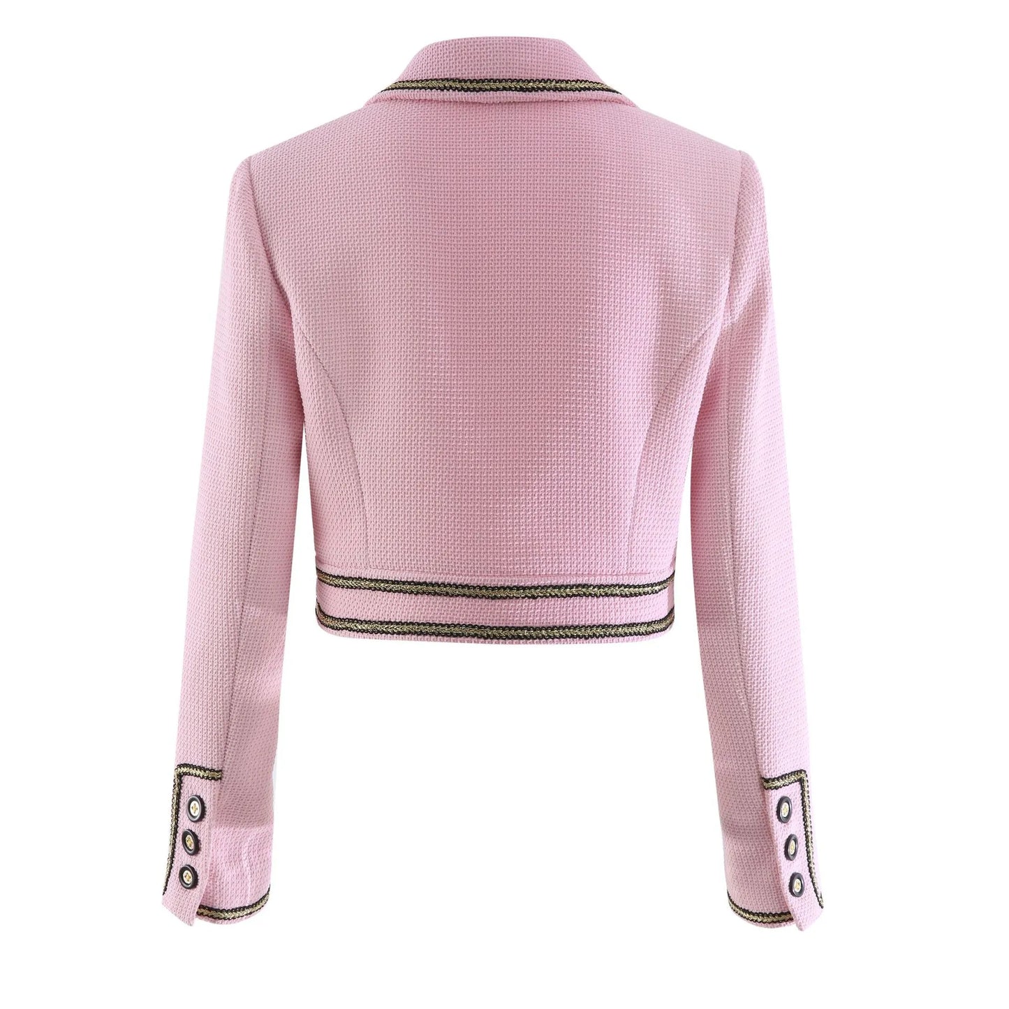 612 2024 Women Coat Pink Yellow Long Sleeve Lapel Neck Button Brand Same Style High Quality GUOER