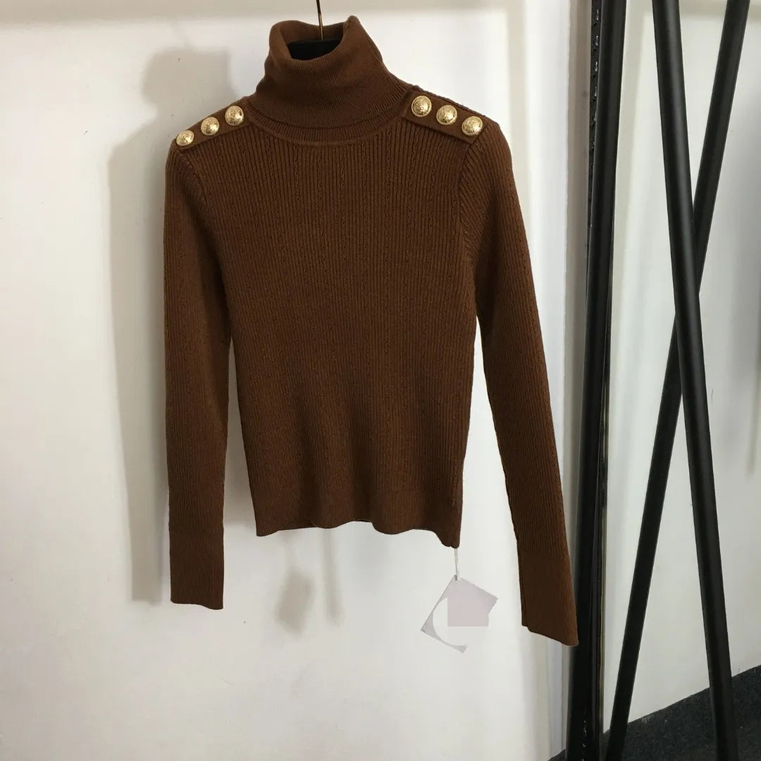 902 2024 Runway Autumn Brand Same Style Sweater Long Sleeve Khaki White Black Clothes High Quality Womens 20239123