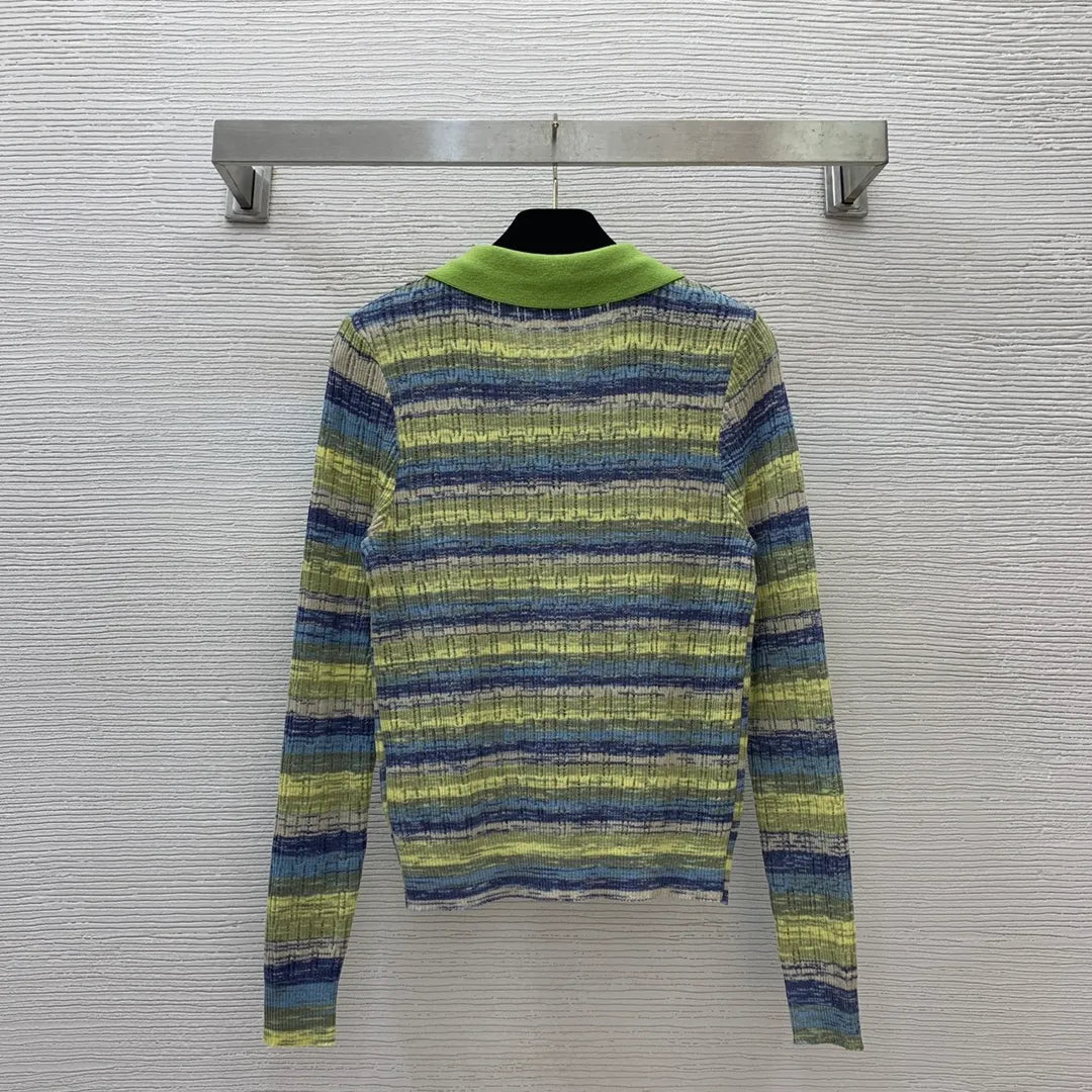 902 2024 Runway Autumn Brand Same Style Sweater Long Sleeve Green Pink Fashion Clothes High Quality Womens D24072257