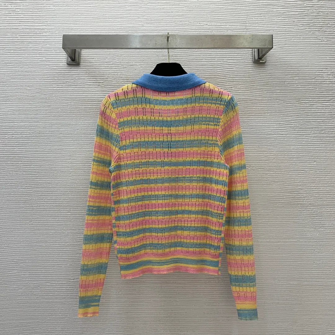 902 2024 Runway Autumn Brand Same Style Sweater Long Sleeve Green Pink Fashion Clothes High Quality Womens D24072257