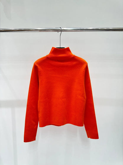 106 2024 Spring Autumn Brand Same Style Sweater Long Sleeve Orange Black Crew Neck Womens Clothes High Quality Womens Shun