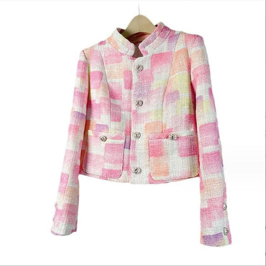 918 L 2023 Milan Runway Autumn Women'S Outwear Long Sleeve Coat Crew Neck Coat Button Pink Fashion Clothes Womens Mans