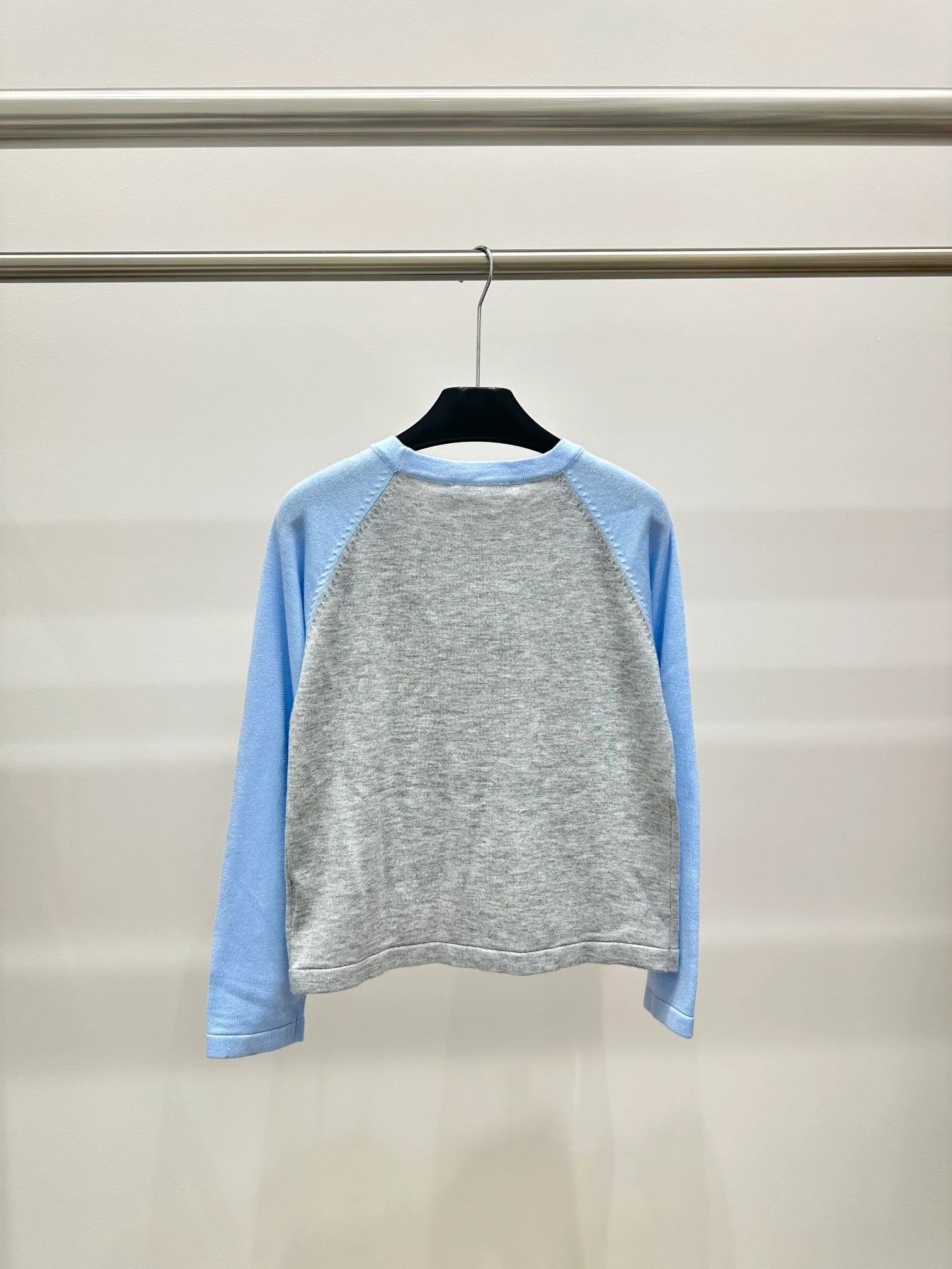 1016 2024 Spring Autumn Brand Same Style Sweater Long Sleeve White Blue Gray Crew Neck Womens Clothes High Quality Womens Shu