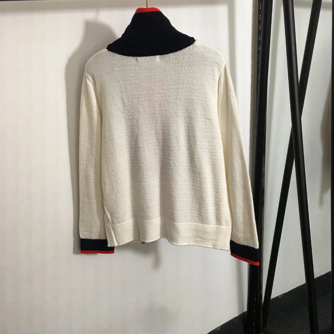 912 2024 Runway Autumn Brand Same Style Sweater Long Sleeve White Black Clothes High Quality Womens 20246187