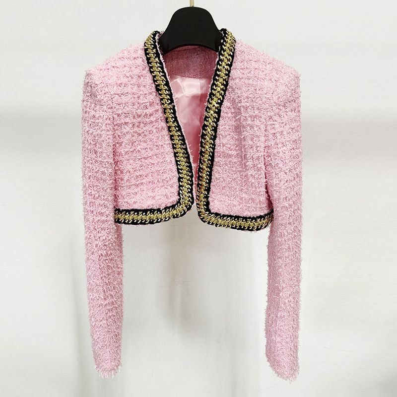 630 XXL 2024 Runway Coat Spring Autumn Brand Same Style Coat V New Pink Long Sleeve Button Womens Clothes Fashion Oulaidi