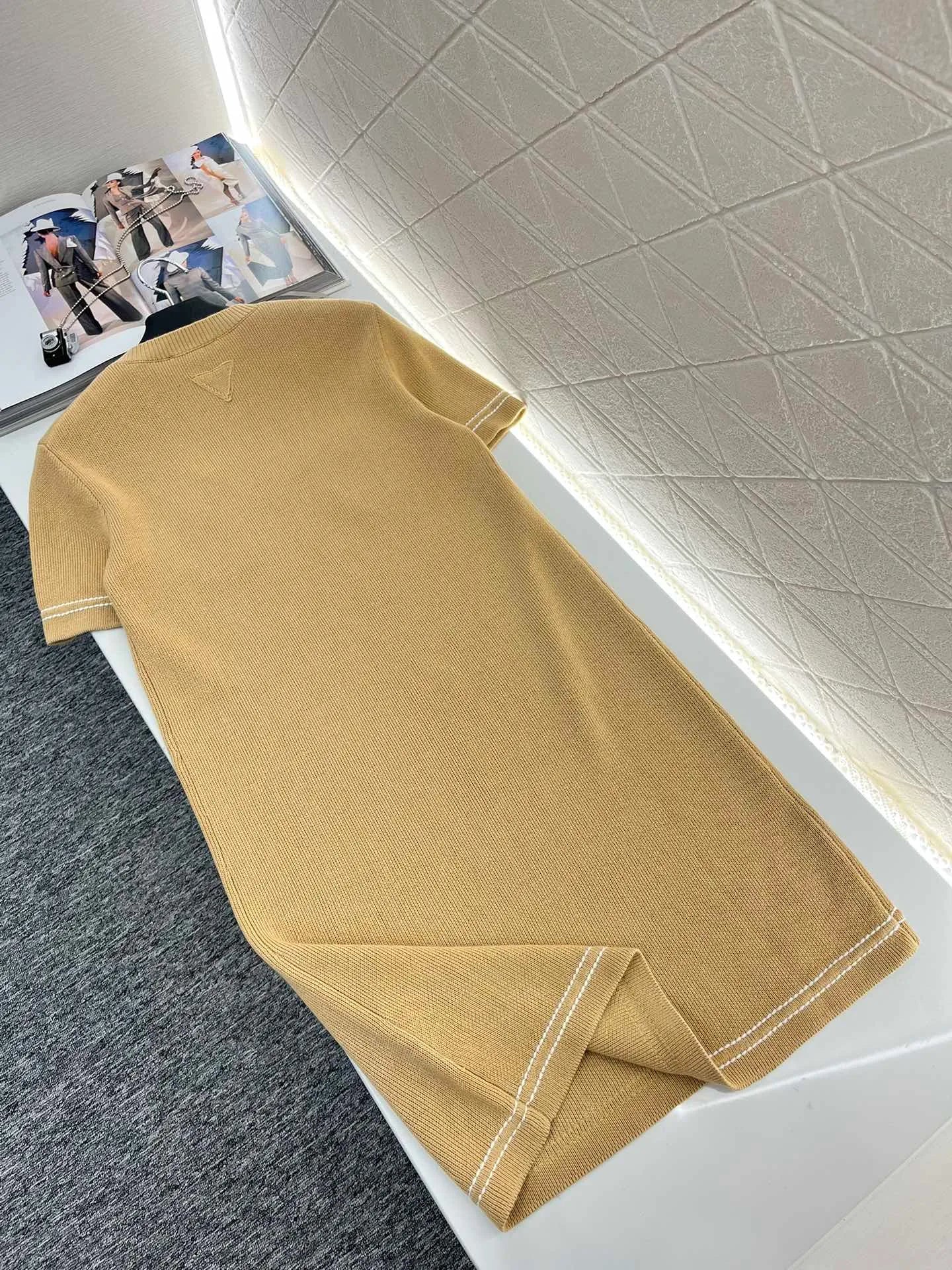 527 XL 2024 Milan Runway Spring Summer Dress Khaki Short Sleeve Brand Same Style Empire Womens Fashion High Quality F679