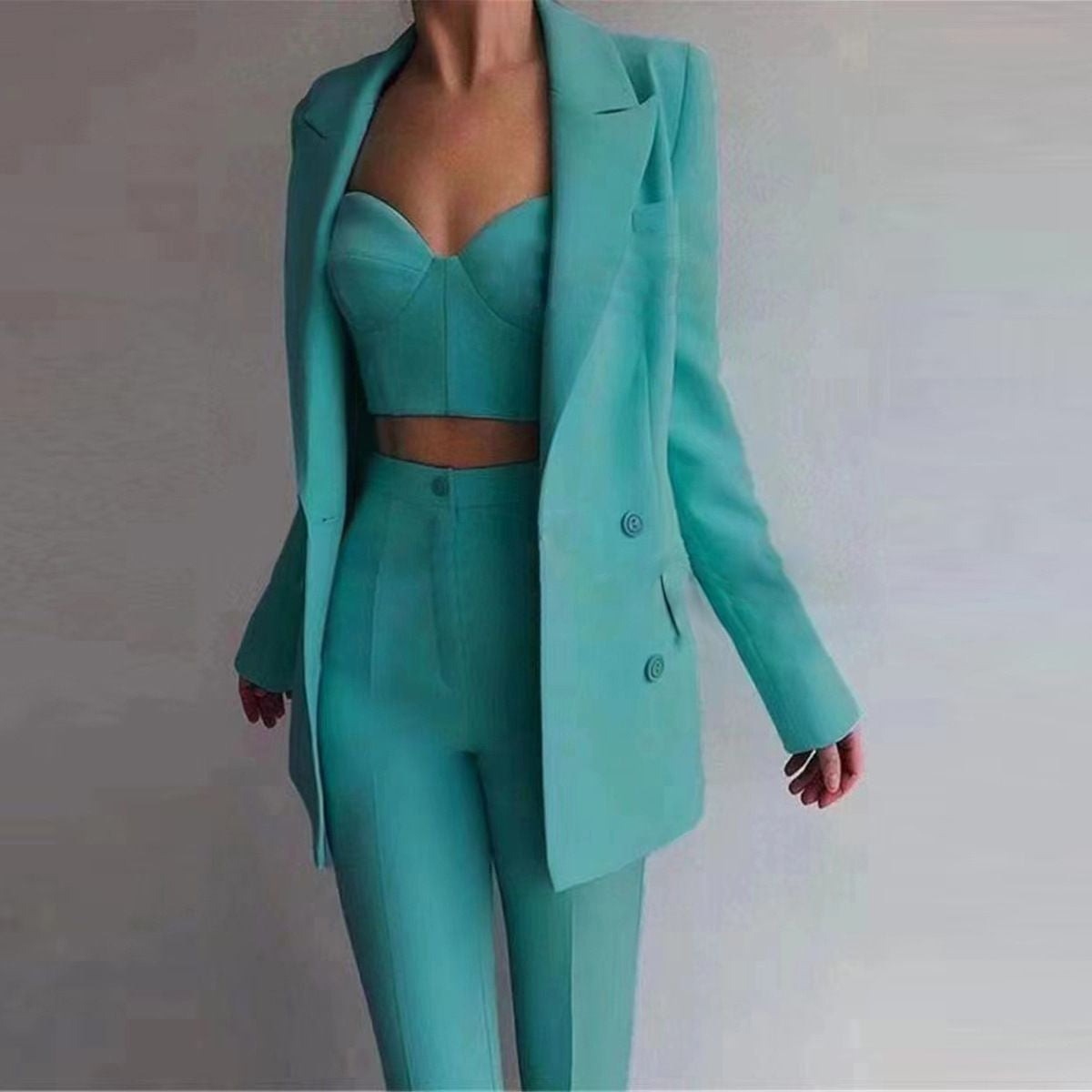 10209 2024 Milan Style Spring Brand Same Style Three Pieces Sets Long Pants Empire Lapel Neck High Quality Mansh