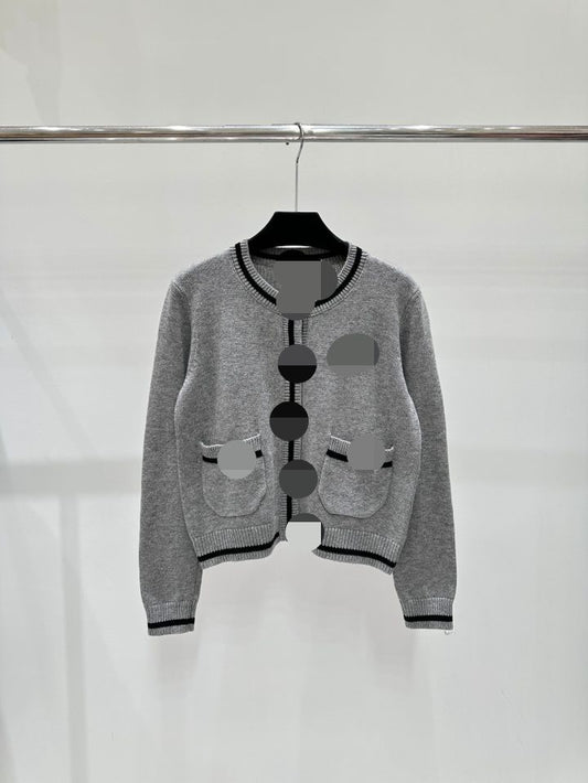 10001 2024 Spring Autumn Brand Same Style Sweater Long Sleeve Crew Neck Gray Womens Clothes High Quality Womens Shun