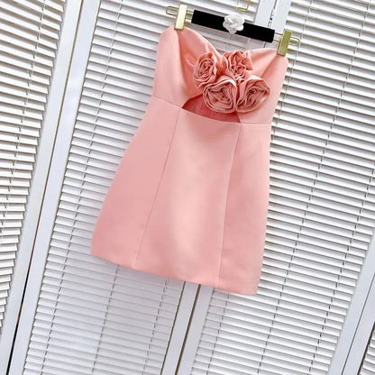 5006 2024 Runway Dress Spring Summer Dress Back Pink Slash Neck Brand Same Style Womens Dress Fashion High Quality Xilou