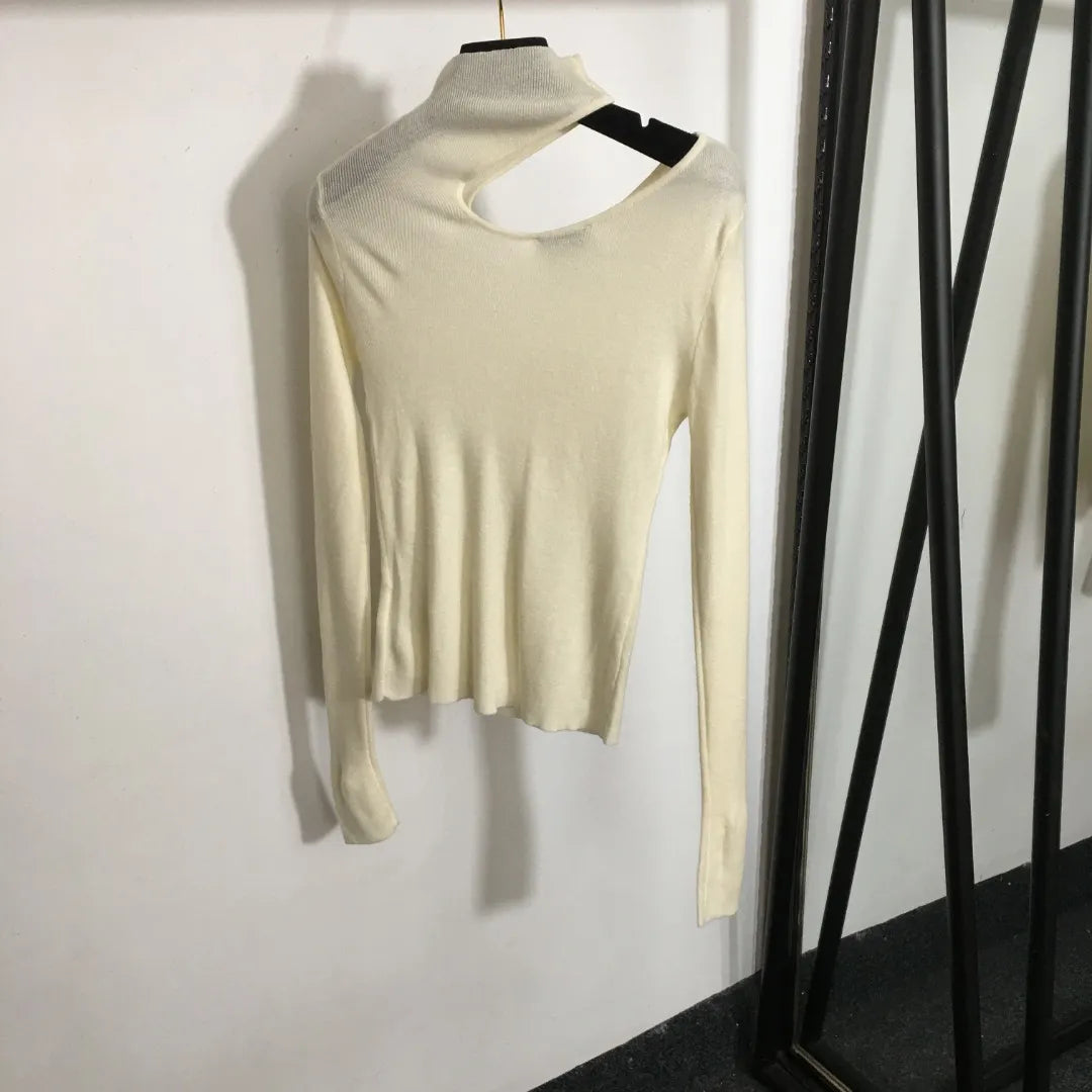 703 2024 Autumn Brand Same Style Sweater Long Sleeve Crew Neck Beads Fashion Womens White Clothes High Quality Womens 20244749