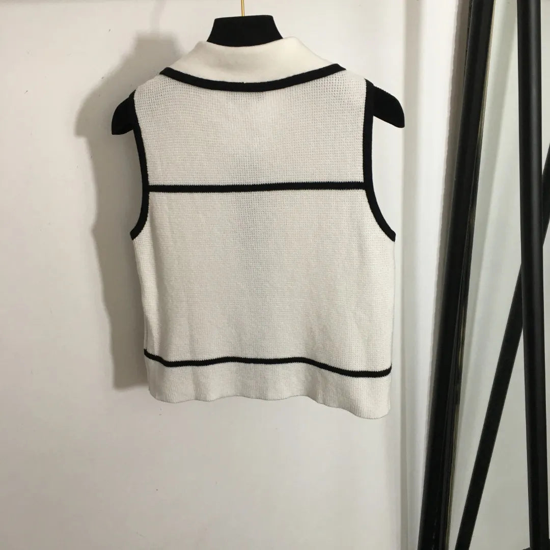 722 2024 Autumn Brand Same Style Sweater Sleeveless Lapel Neck High Quality Dress Fashion Clothes High Quality Womens 20245178