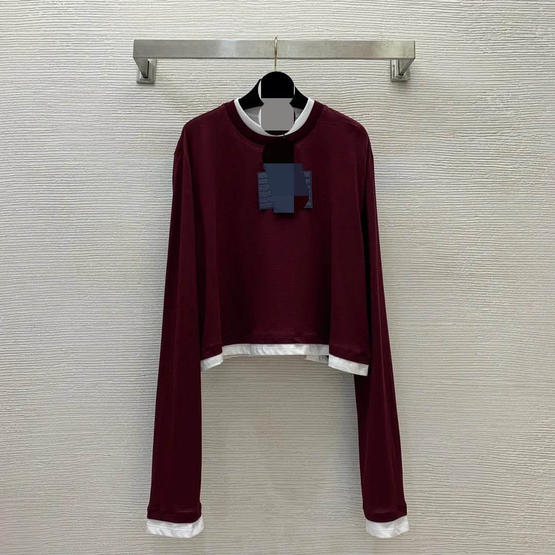 906 2024 Runway Spring Autumn Brand Same Style Sweater Long Sleeve Crew Neck Pink Black White Fashion Clothes High Quality Womens D24073183