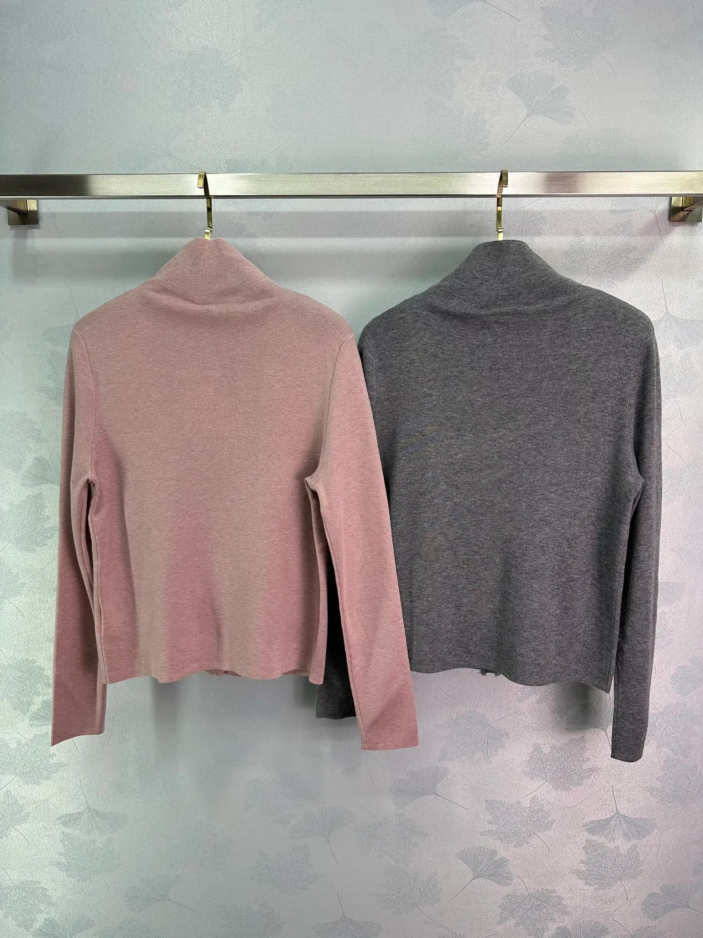 831 2024 Runway Spring Autumn Brand Same Style Pink Gray Sweater Long Sleeve Crew Neck Fashion Clothes High Quality Womens L777