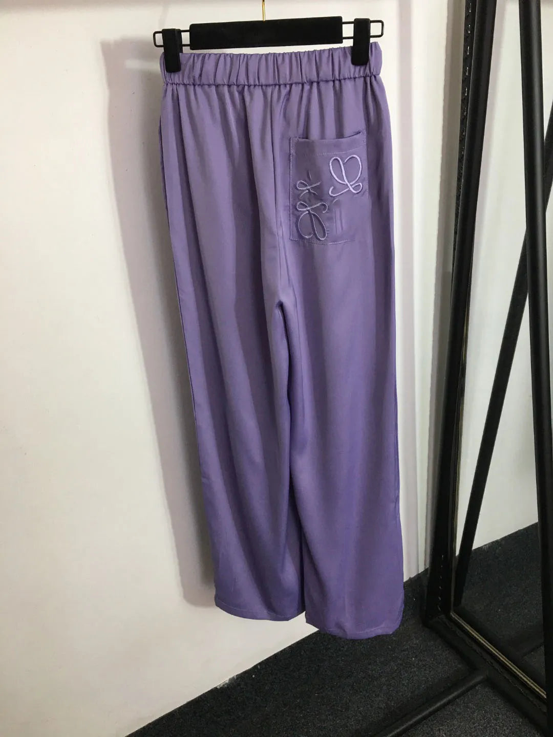 414 2024 Spring Summer Two Pieces Sets Pants Purple Black White Empire Long Sleeve Empire Long Pants Flora Print 20234134