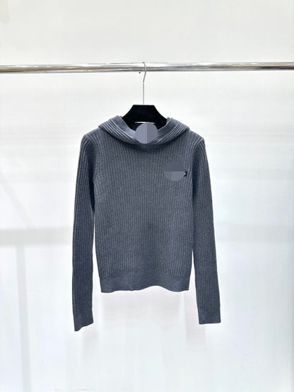 106 2024 Spring Autumn Brand Same Style Sweater Long Sleeve Gray Black Crew Neck Womens Clothes High Quality Womens Shun